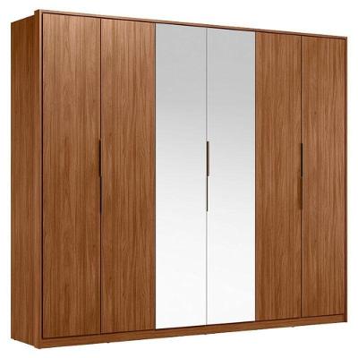 Guarda Roupa Casal Atrice 6 Portas Nogueira Touch Com Espelho Demóbile ? Demartêz