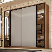 Guarda Roupa Casal Laredo Amêndola Touch Nude Prime Flex Com Portas De Vidro Reflecta - Demartez - 3