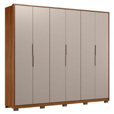 Guarda Roupa Casal Atrice 6 Portas Nogueira Nude Prime Tx Com Pés Demóbile ? Demartêz