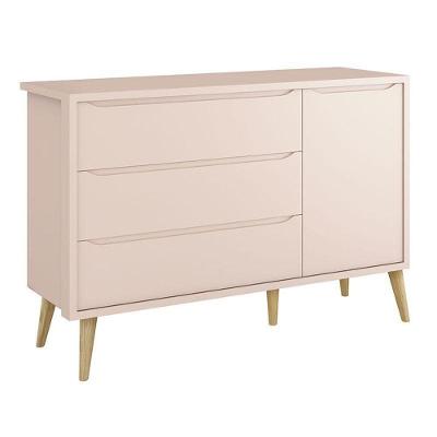 Cômoda Infantil Theo 1 Porta Rosa Com Pés Madeira Natural ? Reller