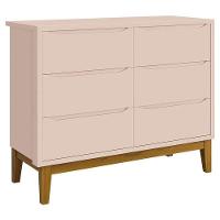Cômoda Infantil 6 Gavetas Classic Rosa Acetinado Com Pés Madeira ? Reller - 1