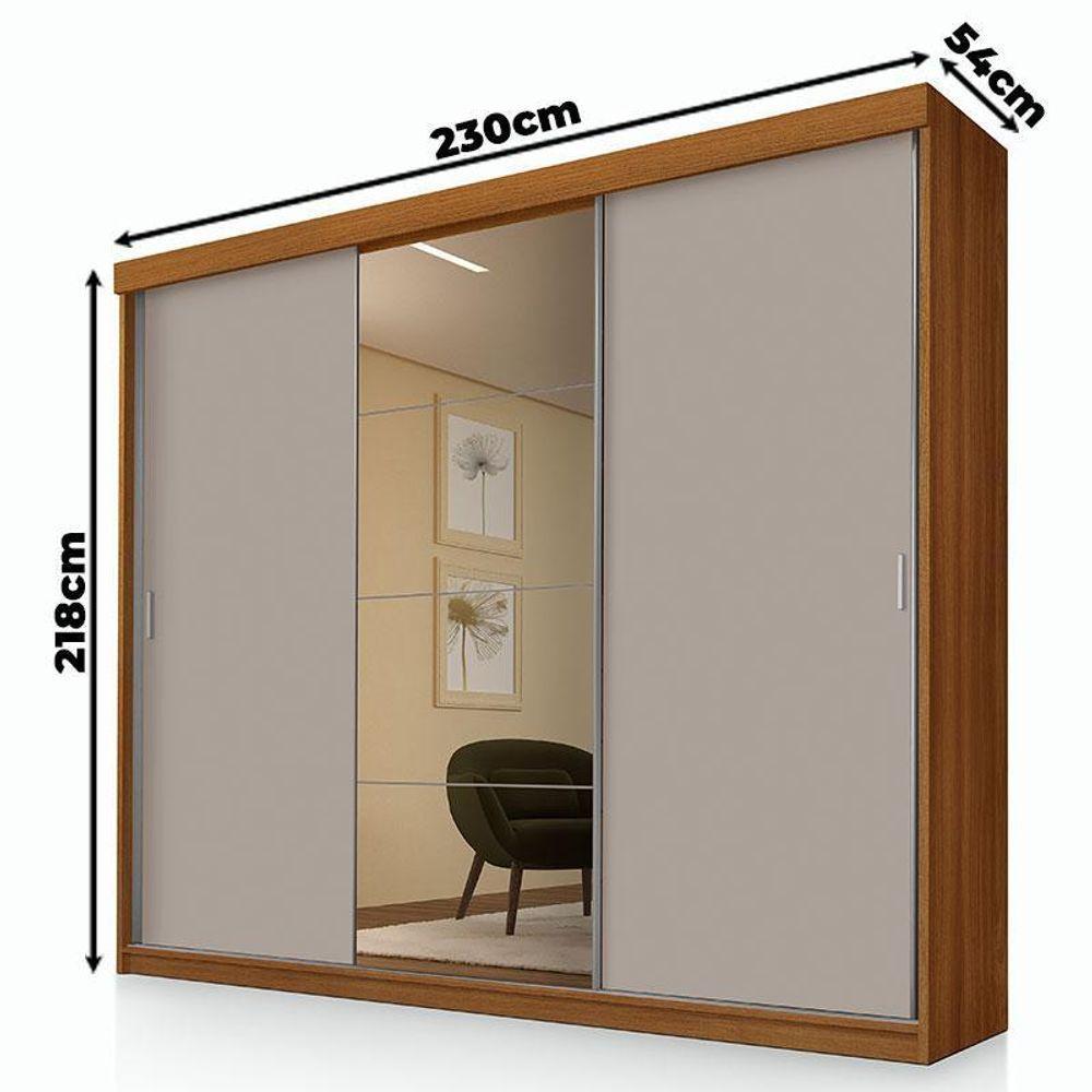 Guarda Roupa Casal Ambiente ímola 3 Portas De Correr Com Espelho Carvalho New Maní - Luapa - 2