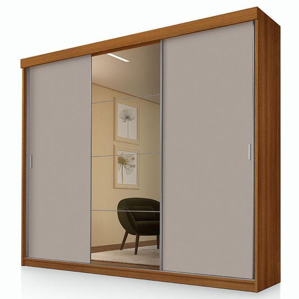 Guarda Roupa Casal Ambiente ímola 3 Portas De Correr Com Espelho Carvalho New Maní - Luapa - 5