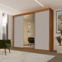 Guarda Roupa Casal Ambiente ímola 3 Portas De Correr Com Espelho Carvalho New Maní - Luapa - 1