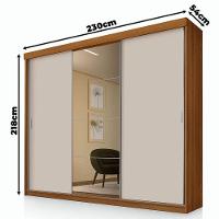 Guarda Roupa Casal Ambiente ímola 3 Portas De Correr Com Espelho Carvalho Off White Pina - Luapa - 2