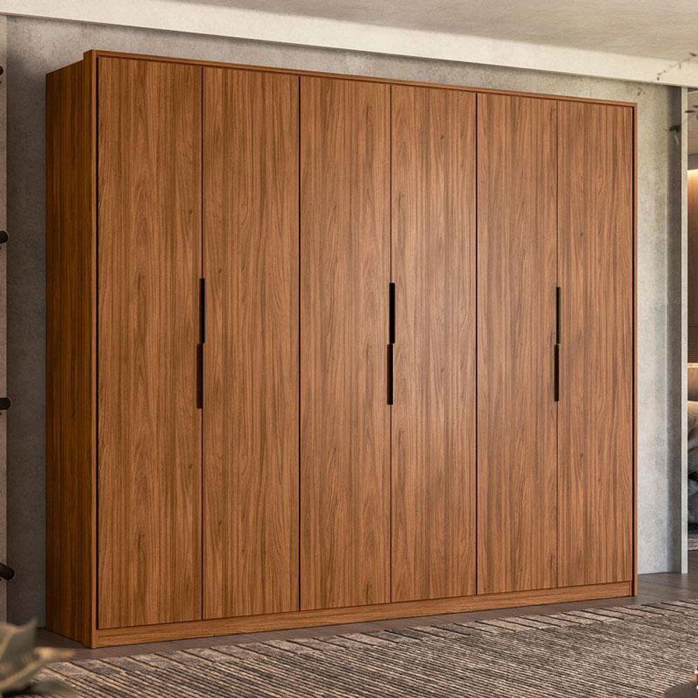 Guarda Roupa Casal Atrice 6 Portas Nogueira Touch Demóbile ? Demartêz - 4