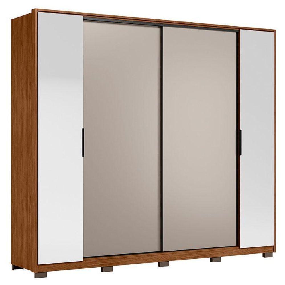 Guarda Roupa Casal Laredo Nogueira Nude Prime Tx Flex Com Espelho E Pés Demóbile - Demartêz - 1