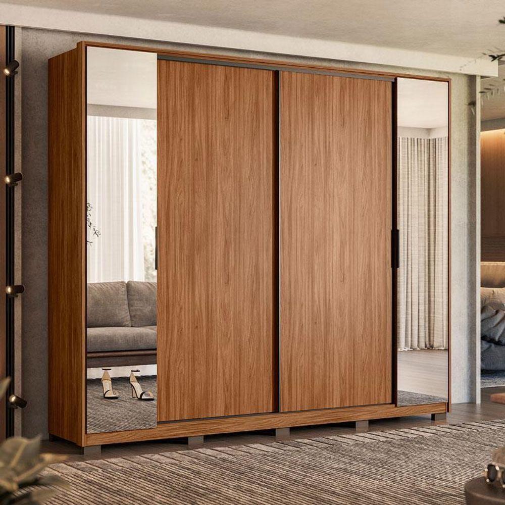 Guarda Roupa Casal Laredo Nogueira Nude Prime Tx Flex Com Espelho E Pés Demóbile - Demartêz - 5