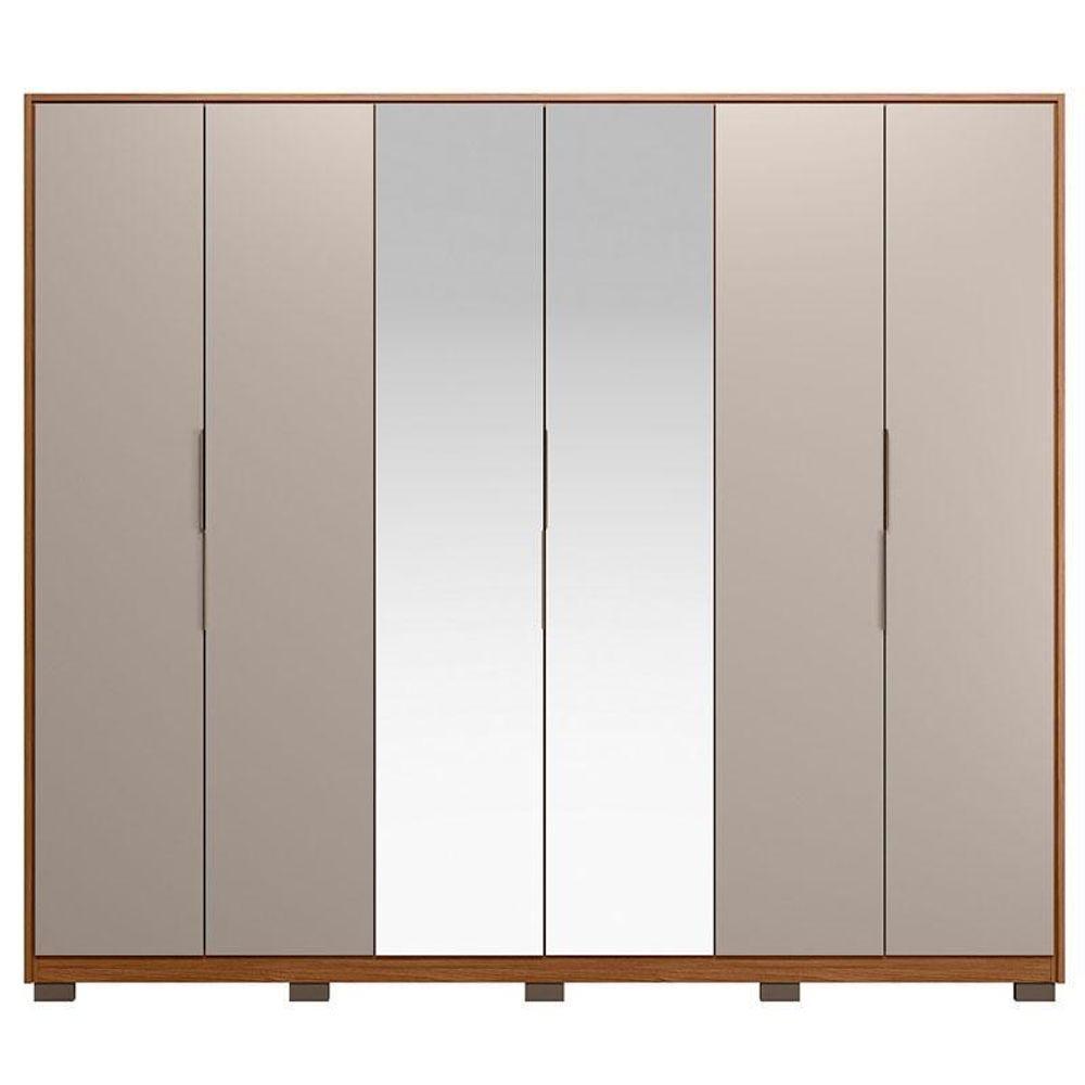 Guarda Roupa Casal Atrice 6 Portas Nogueira Nude Prime Tx Com Espelho E Pés Demóbile ? Demartêz - 3