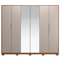 Guarda Roupa Casal Atrice 6 Portas Nogueira Nude Prime Tx Com Espelho E Pés Demóbile ? Demartêz - 3