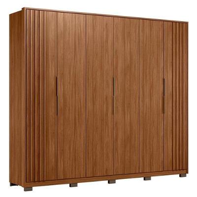 Guarda Roupa Casal Ripado Atrice 6 Portas Nogueira Touch Com Pés Demóbile ? Demartêz