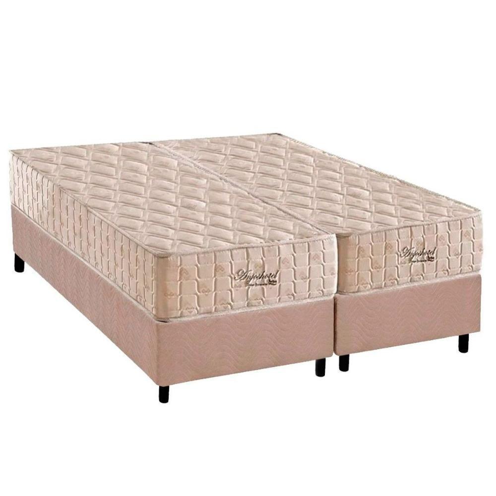 Cama Box Queen: Colchão Molas Ensacadas Anjoshotel + Base Crc Suede Clean (158x198) - 1