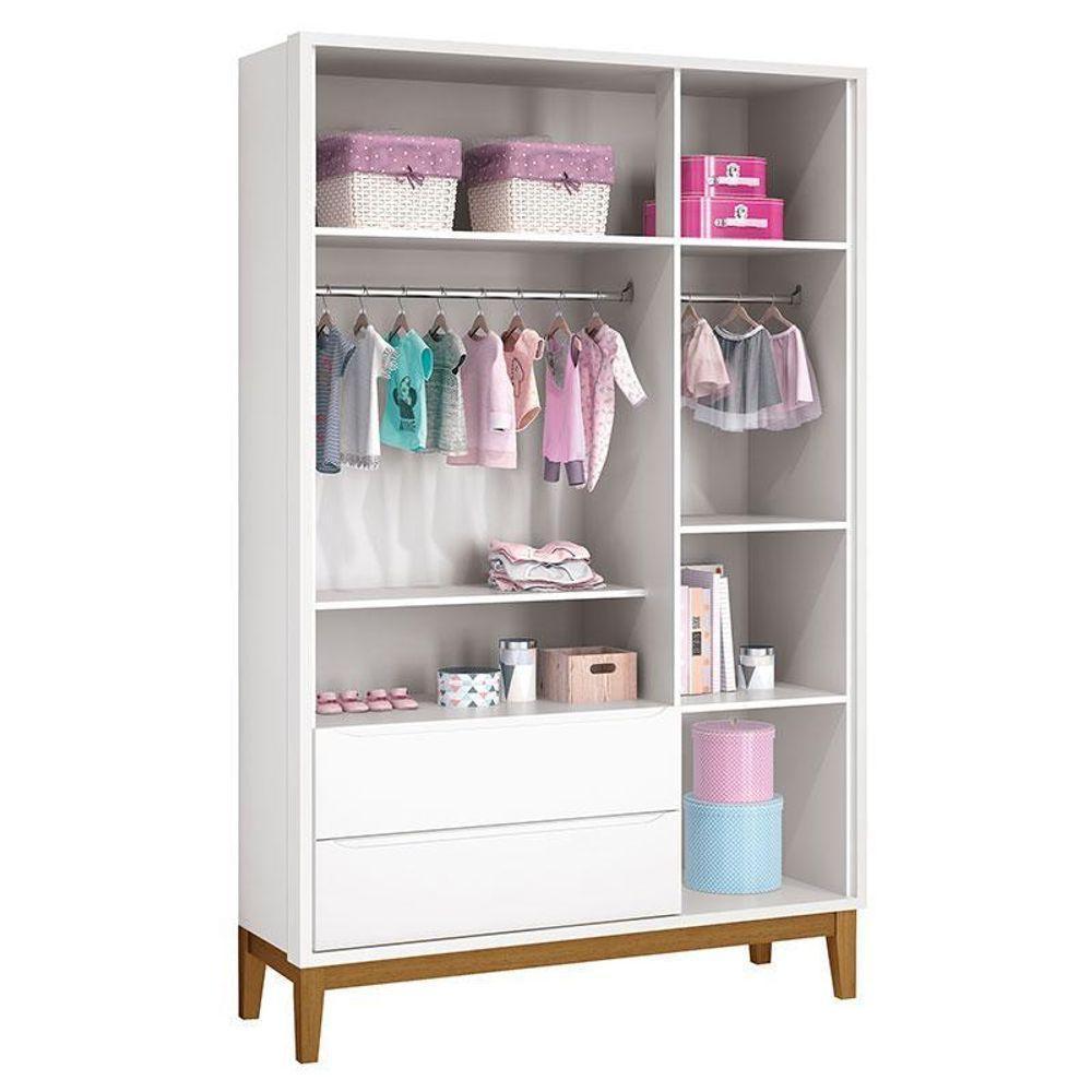 Guarda Roupa Infantil New Classic 3 Portas Branco Com Pés Madeira ? Reller - 2