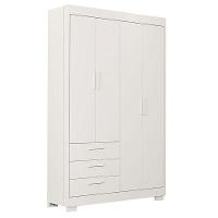 Cômoda Com Porta E Guarda Roupa 4 Portas Infantil Zaki Branco Acetinado - Reller
