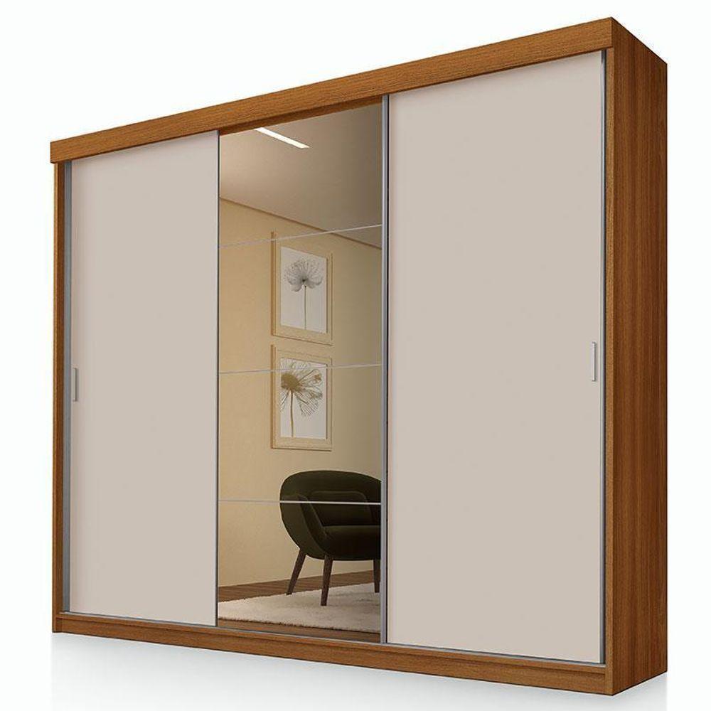 Guarda Roupa Casal Ambiente ímola 3 Portas De Correr Com Espelho Freijó Off White Pina - Luapa - 5