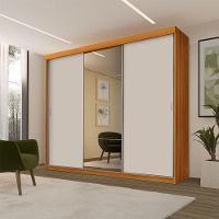 Guarda Roupa Casal Ambiente ímola 3 Portas De Correr Com Espelho Freijó Off White Pina - Luapa - 1