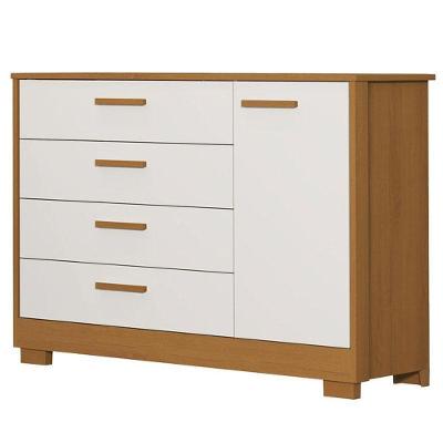 Cômoda Infantil Zaki 4 Gavetas em MDF com Puxadores em MDF Branco Acetinado Savana