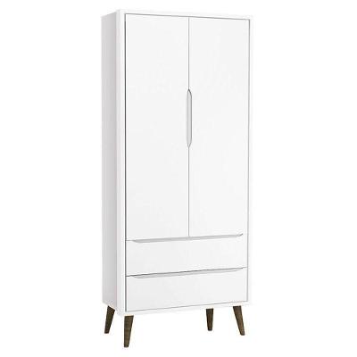 Guarda Roupa Infantil Theo 2 Portas Branco Acetinado Com Pés Amadeirado - Reller