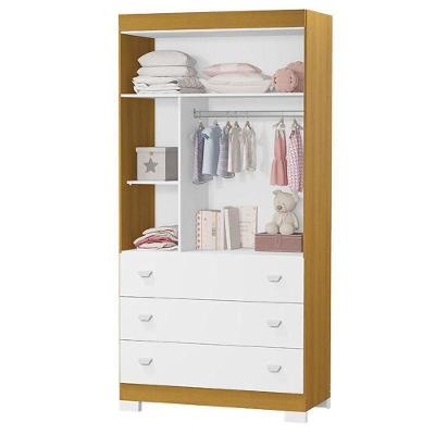 Guarda Roupa Infantil New Katatau 2 Portas 3 Gavetas Branco Acetinado Savana Reller