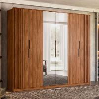 Guarda Roupa Casal Ripado Atrice 6 Portas Nogueira Touch Com Espelho Demóbile ? Demartêz - 4