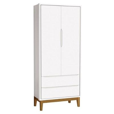 Guarda Roupa Infantil New Classic 2 Portas 2 Gavetas Branco com Pés Madeira