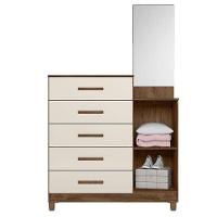 Cômoda Sapateiro Ambiente Lisboa Castanho Wood Off White Com Espelho - Moval - 3