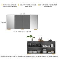 Aparador Buffet 4 Portas Com Espelho E Pés Quadrados Vegas V3563 Grafite/Natural Grafite/Natural - 5