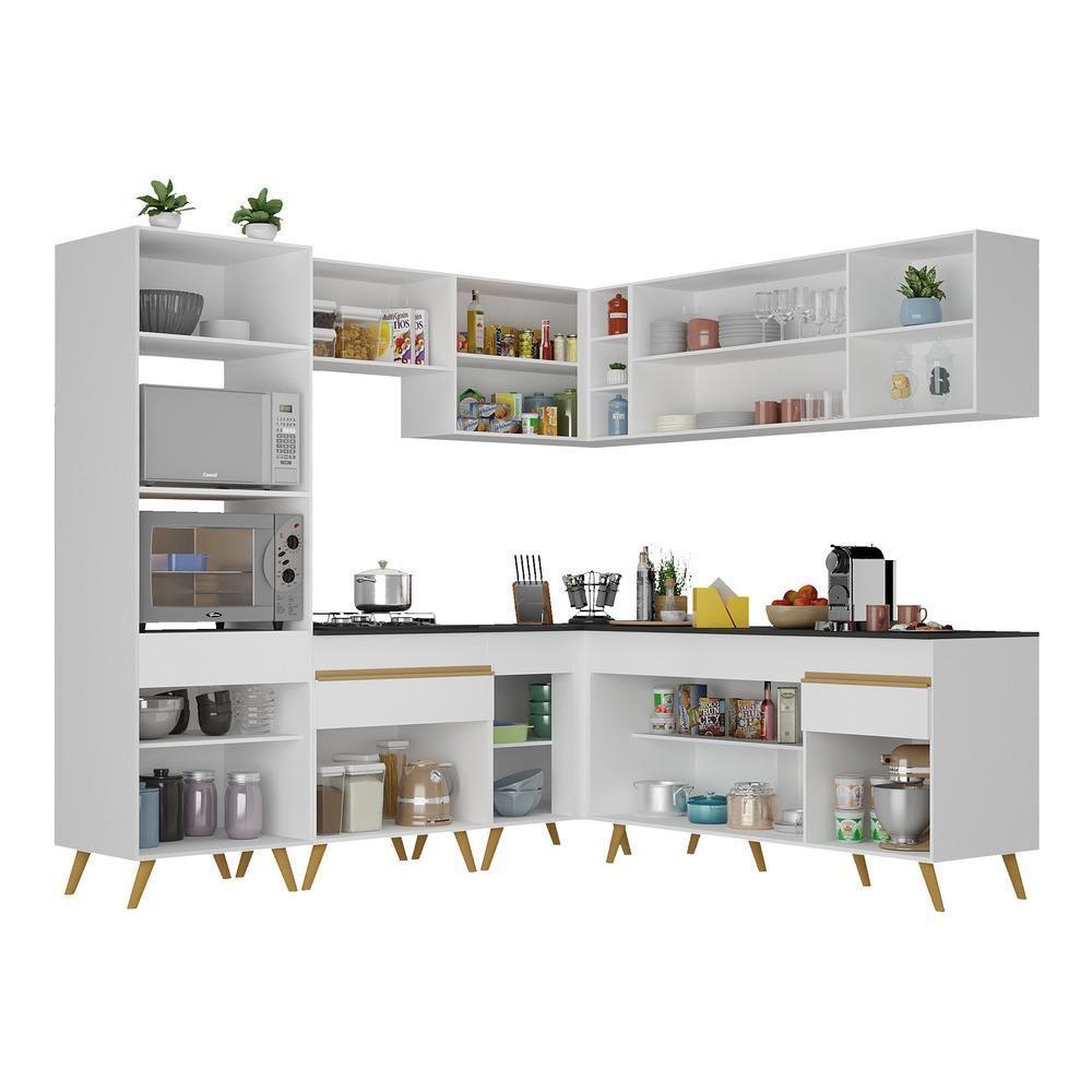Cozinha Completa De Canto Veneza Gw Mp2045 Com Armário E Balcão Branca - 1