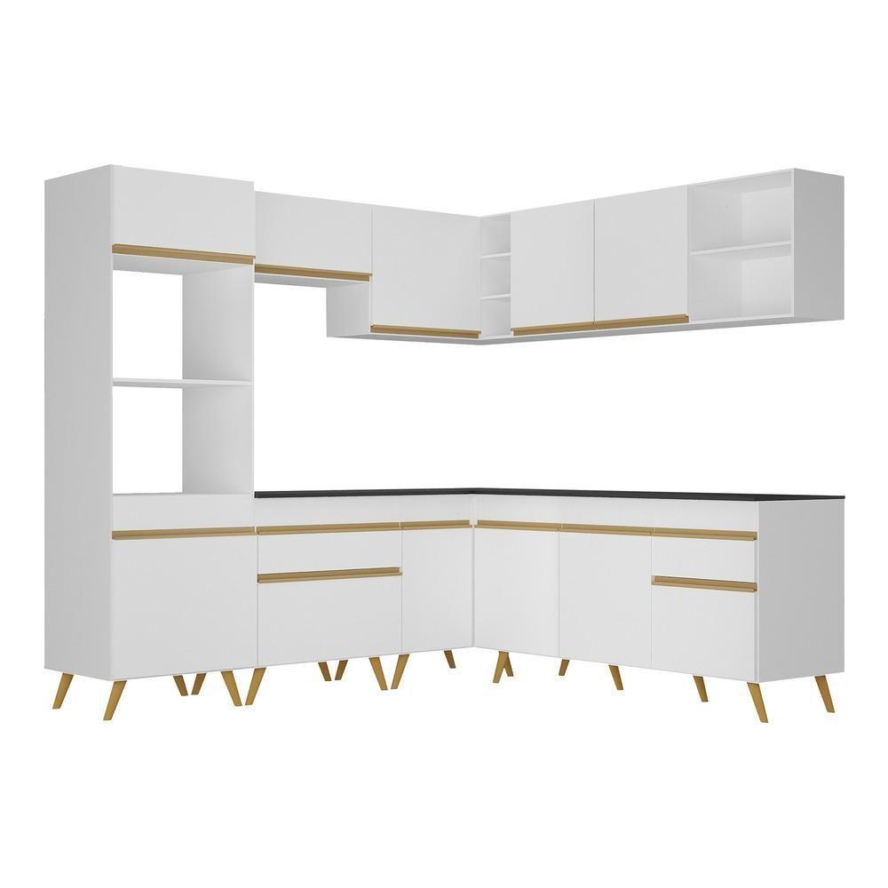 Cozinha Completa De Canto Veneza Gw Mp2045 Com Armário E Balcão Branca - 3