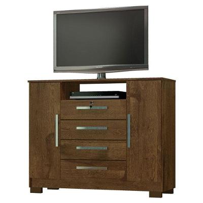 Cômoda Madri 4 Gavetas em MDF com Puxador Metálico Malbec para Quarto