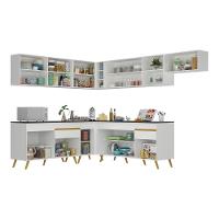 Cozinha Completa De Canto Veneza Gw Mp2068 Com Armário E Balcão Branca