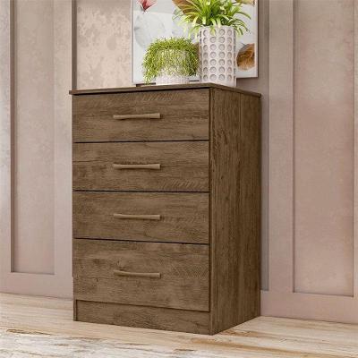 Cômoda Gaveteiro Ms913 4 Gavetas em MDP com Puxador Metal Marrom para Quarto