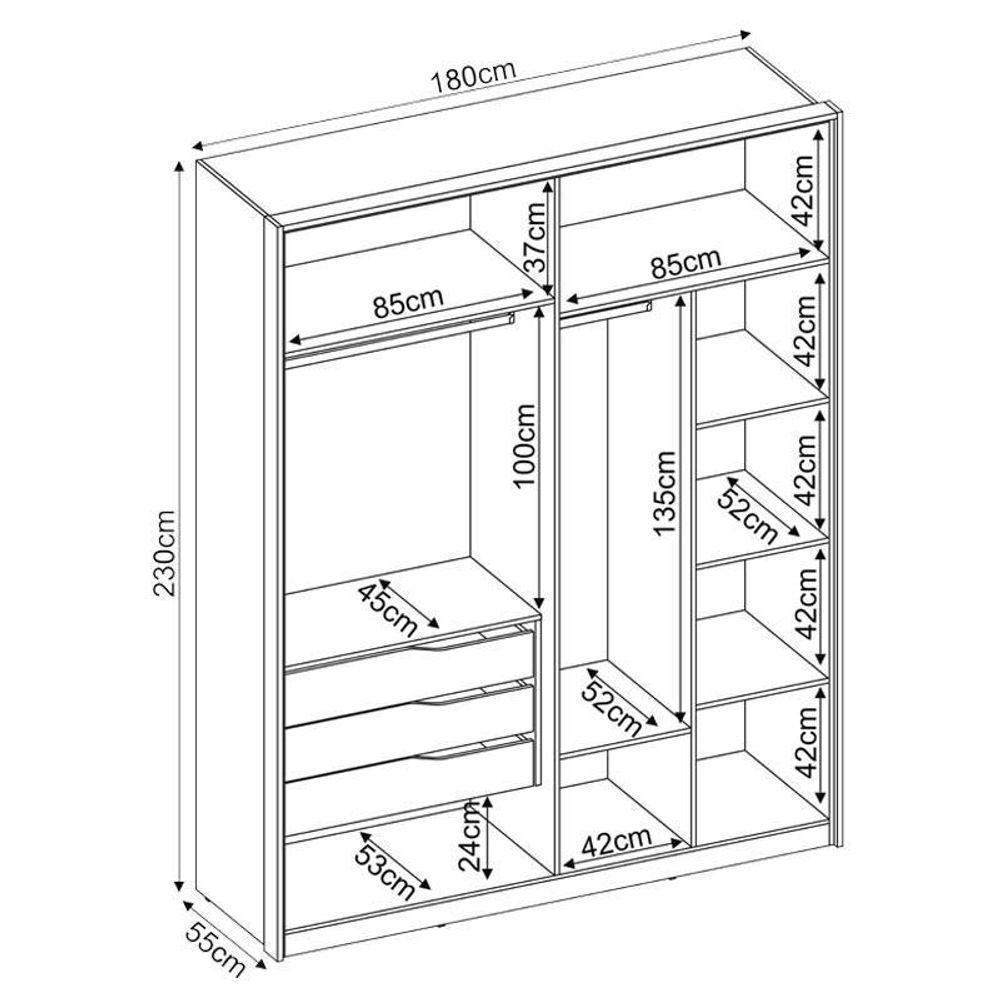 Guarda Roupa Casal Attore 4 Portas Nogueira Nude Prime Tx Com Espelho Demóbile - Demartêz - 3
