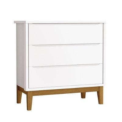 Cômoda Gaveteiro Infantil New Classic 3 Gavetas MDF com Puxadores e Pés Madeira Branco