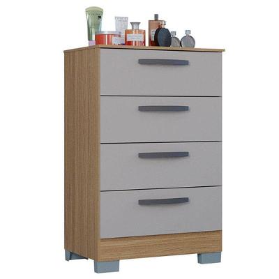 Cômoda 867 Damasco 4 Gavetas em MDF com Puxador Plástico Off White Moderna