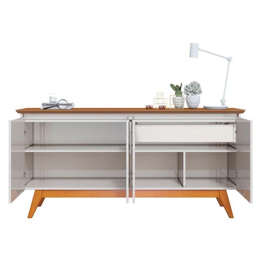 Aparador Para Sala Buffet Ambiente Classic 1.6 Com Gaveta Off White Freijó - Imcal - 4