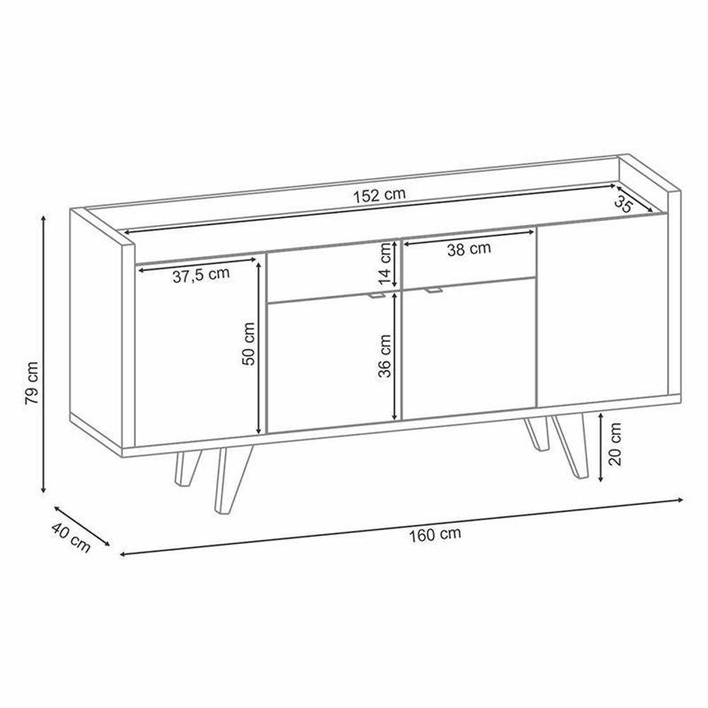 Buffet Melodia Off White Cinamomo - Hb Móveis - 5