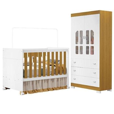 Berço Americano E Guarda Roupa Infantil Katatau Branco Acetinado Savana ? Reller