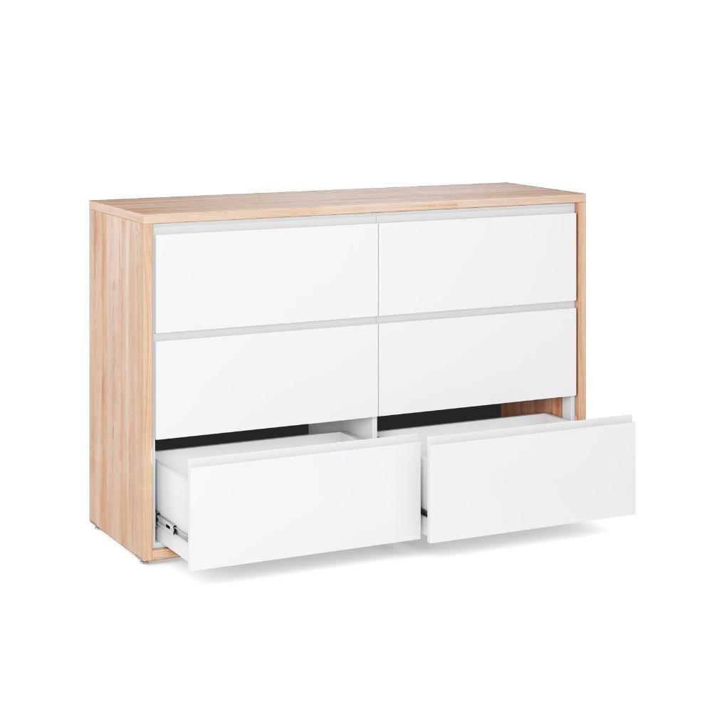 Cômoda Infantil 6 Gavetas Coleção Wood Divicar Branco Carvalho Treviso - 2