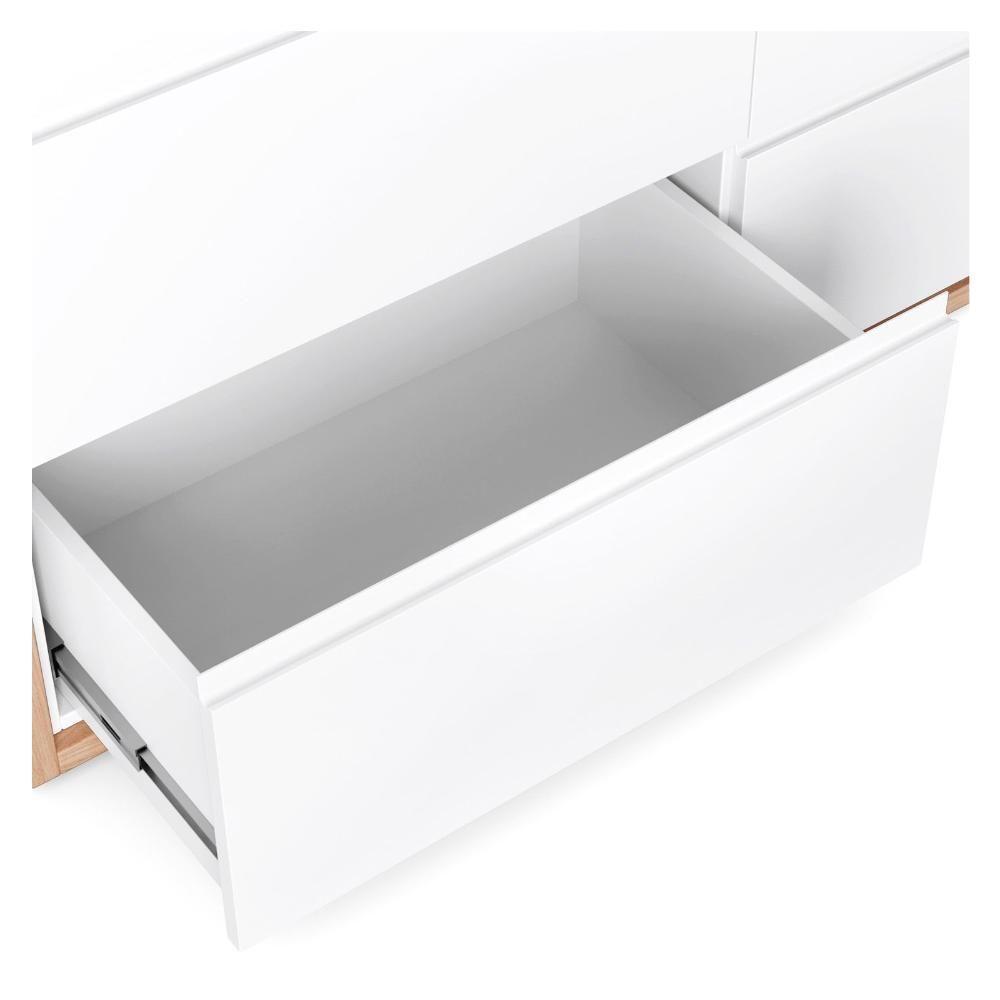 Cômoda Infantil 6 Gavetas Coleção Wood Divicar Branco Carvalho Treviso - 3