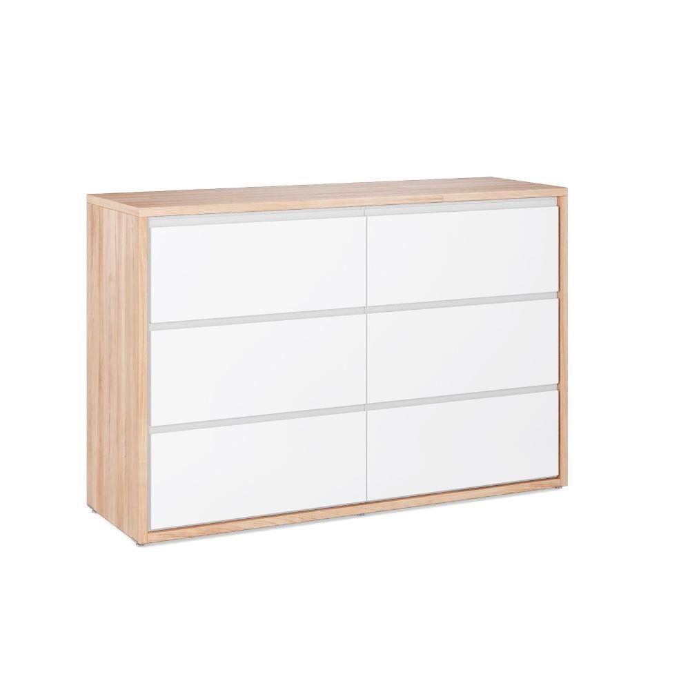 Cômoda Infantil 6 Gavetas Coleção Wood Divicar Branco Carvalho Treviso - 6