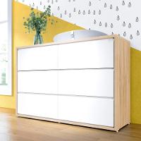 Cômoda Infantil 6 Gavetas Coleção Wood Divicar Branco Carvalho Treviso - 1