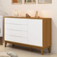 Cômoda Com Porta Classic Elfe Branco Acetinado Savana Amadeirado - Reller - 3