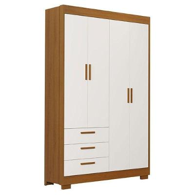 Guarda Roupa Infantil Zaki 4 Portas 3 Gavetas Branco Acetinado Savana