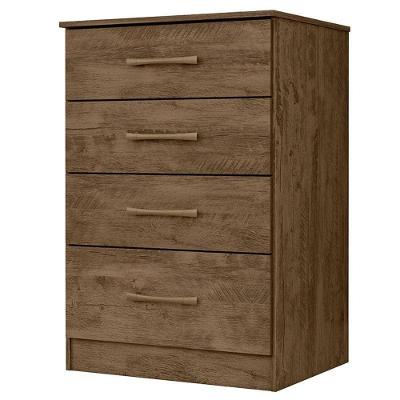 Cômoda Gaveteiro Ms913 4 Gavetas em MDP com Puxador Metal Marrom Moderno