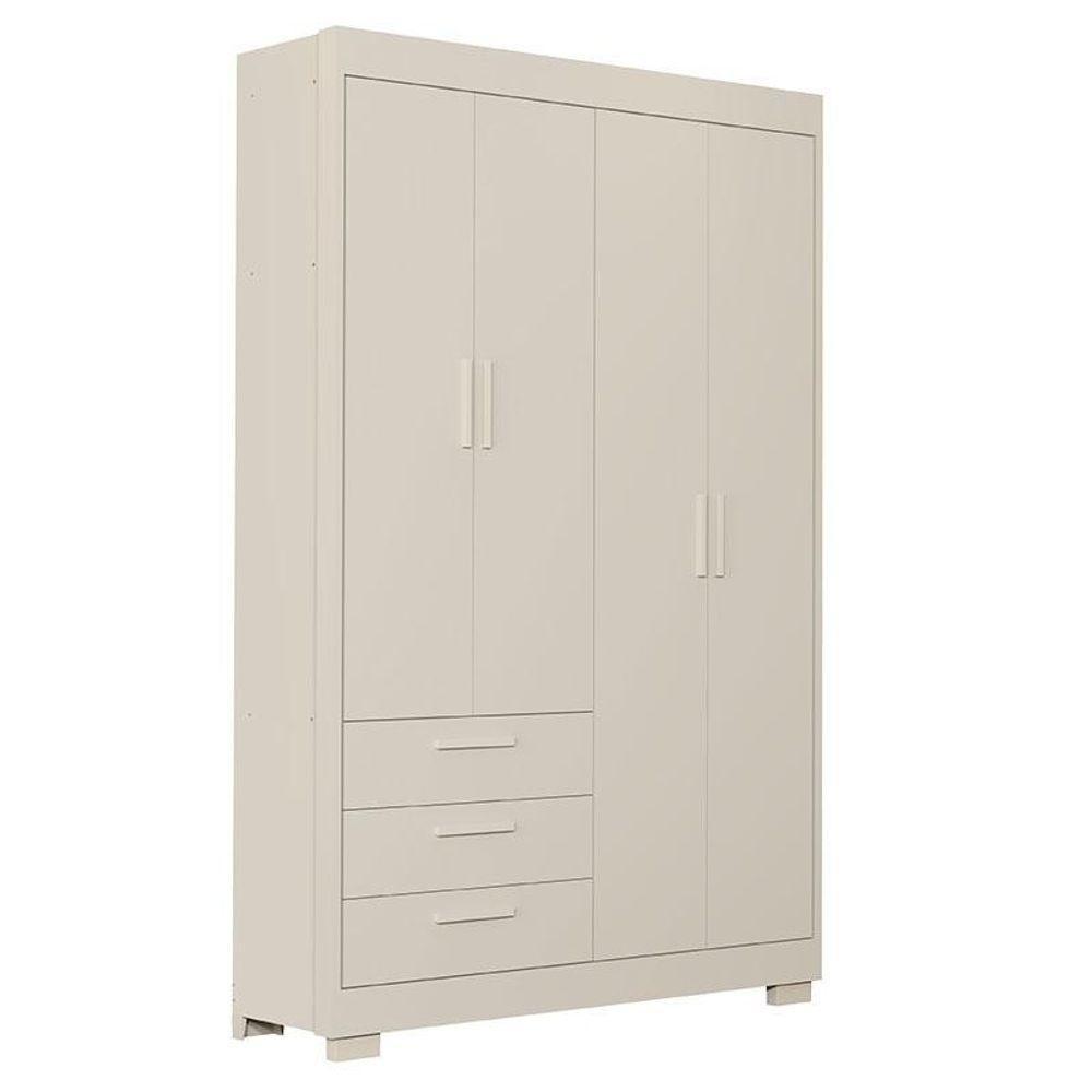 Cômoda Com Porta E Guarda Roupa 4 Portas Infantil Zaki Areia Acetinado - Reller - 4