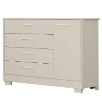 Cômoda Com Porta E Guarda Roupa 4 Portas Infantil Zaki Areia Acetinado - Reller - 2