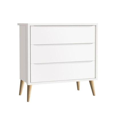 Cômoda Gaveteiro Infantil Theo 3 Gavetas Madeira Puxador Embutido Branco Acetinado Natural