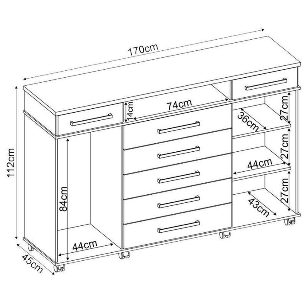 Cômoda London E Multiuso Viena Café Touch - Demóbile - 3