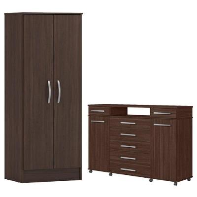 Cômoda e Multiuso London Viena 7 Gavetas em MDF com Puxador Plástico Marrom